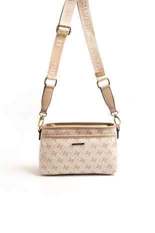 Silver & Polo SP1184 Kadın Çapraz Çanta Monogram Bej-Kum