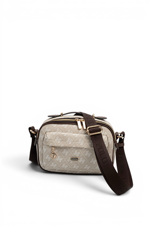 Silver Polo SP1186 Kadın Çapraz Çanta Monogram Taş-Kahve