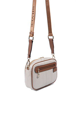 Silver & Polo SP1256 Kadın Çapraz Çanta Hasır Bej-Taba
