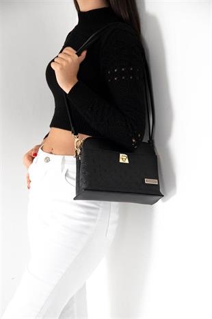 Silver & Polo SP623 Kadın Çapraz Çanta Logolu Siyah-Siyah