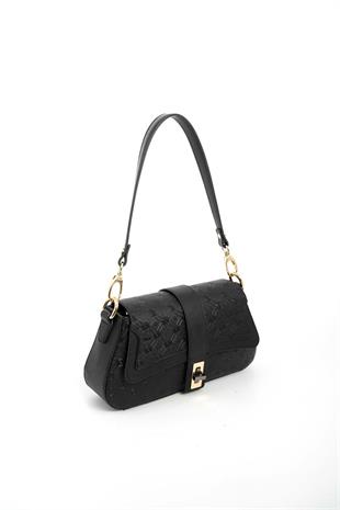 Silver & Polo SP1177 Kadın Omuz Çantası Logolu Siyah-Siyah