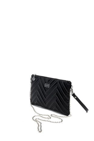 Silver & Polo SP1250 Kadın Portföy & Clutch Crash Kırışık Siyah-Kırışık Siyah