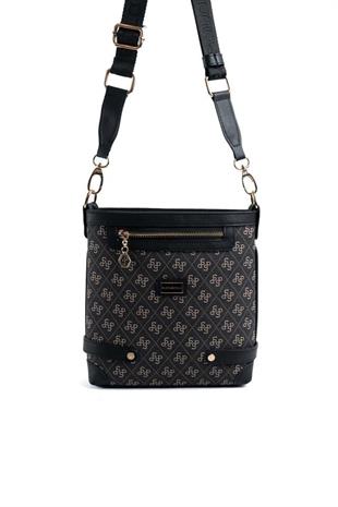 Silver & Polo SP1120 Kadın Çapraz Çanta Monogram Füme-Siyah