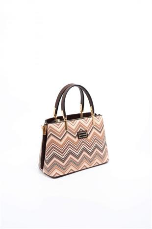 Silver & Polo SP987 Kadın El Çantası Ekose Nut-Kahve