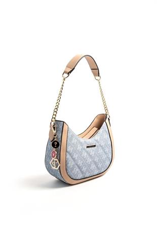 Silver Polo SP1168 Kadın Omuz Çantası Monogram Mavi-Ten