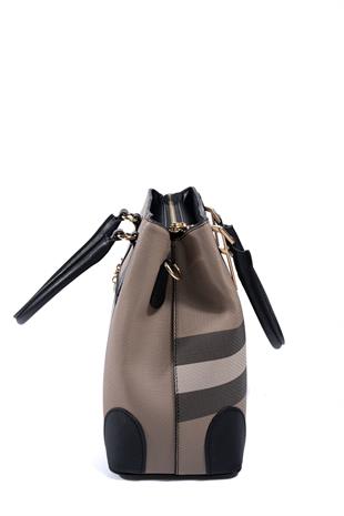 Silver & Polo SP667 Kadın El Çantası Ekose Kahve Sarı-Kahve