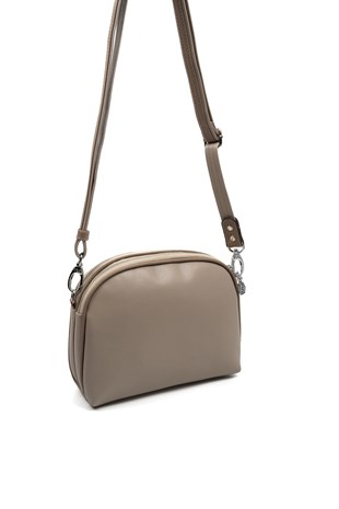 Silver & Polo SP765 Kadın Çapraz Çanta Düz Koyu Bej-Latte