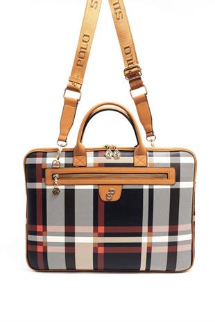 Silver & Polo SP1175 Kadın Laptop & Evrak Çantası Ekose Siyah-A.Taba