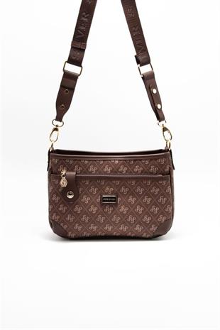 Silver Polo SP1160 Kadın Çapraz Çanta Monogram Kahve-Kahve