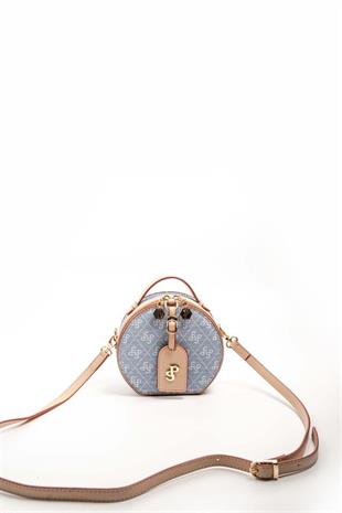 Silver & Polo SP1163 Kadın Çapraz Çanta Monogram Mavi-Ten