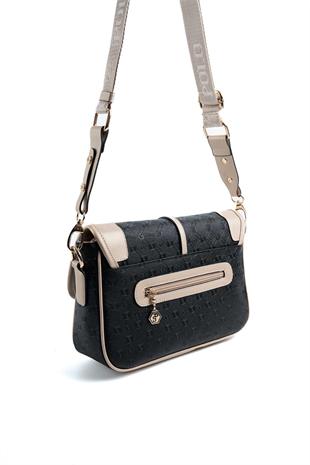 Silver & Polo SP1182 Kadın Çapraz Çanta Logolu Siyah-S.Nut