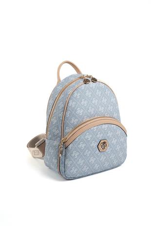 Silver & Polo SP945 Kadın Sırt Çantası Monogram Mavi-Ten