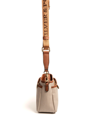 Silver & Polo SP1184 Kadın Çapraz Çanta Hasır Bej-Taba