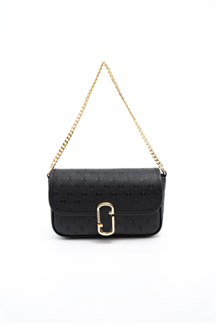 Silver & Polo SP1171 Kadın Omuz Çantası Logolu Siyah-Siyah