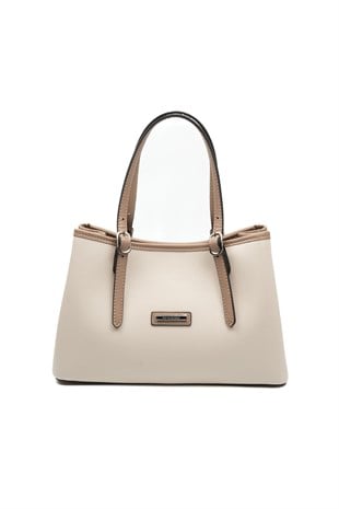 Silver & Polo SP1252 Kadın El Çantası Düz Bej-Latte