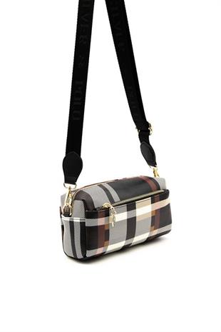 Silver & Polo SP1142 Kadın Çapraz Çanta Ekose Siyah