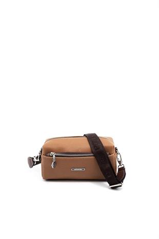 Silver & Polo SP1142 Kadın Çapraz Çanta Petek Karamel-Kahve