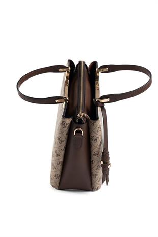Silver & Polo SP969 Kadın El Çantası Monogram Koyubej-Kahve