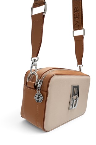 Silver & Polo SP1078 Kadın Çapraz Çanta Düz Bej-A.Taba