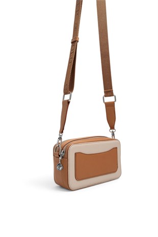 Silver & Polo SP1078 Kadın Çapraz Çanta Düz Bej-A.Taba