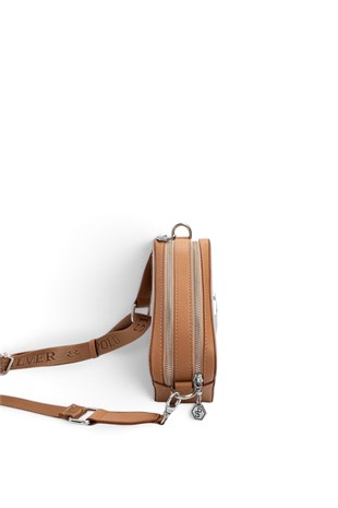 Silver & Polo SP1078 Kadın Çapraz Çanta Düz Bej-A.Taba