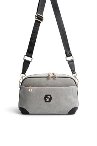 Silver Polo Füme - Siyah Süet Kadın Çapraz Çanta SP1094