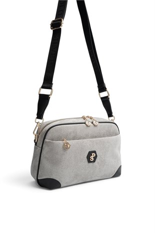 Silver Polo Füme - Siyah Süet Kadın Çapraz Çanta SP1094