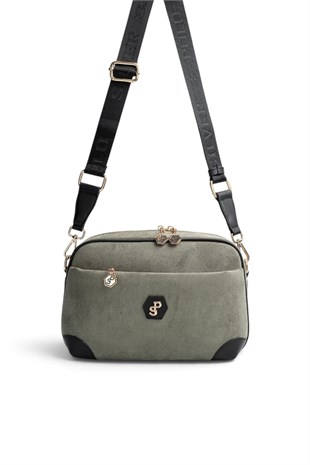 Silver Polo Life Yeşil - Siyah Süet Kadın Çapraz Çanta SP1094