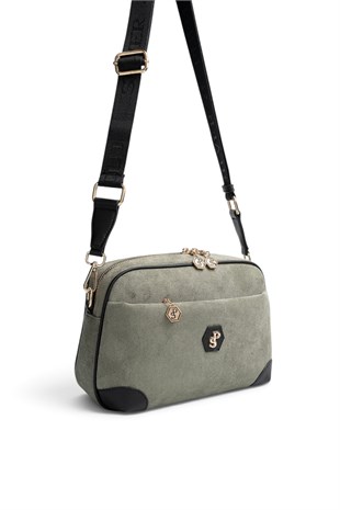 Silver Polo Life Yeşil - Siyah Süet Kadın Çapraz Çanta SP1094