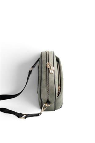 Silver Polo Life Yeşil - Siyah Süet Kadın Çapraz Çanta SP1094