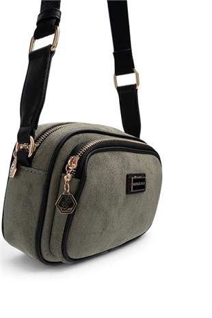 Silver Polo Life Yeşil - Siyah Süet Kadın Çapraz Çanta SP1111