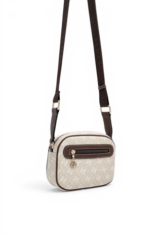 Silver Polo Taş - Kahve Monogram Kadın Çapraz Çanta SP1111