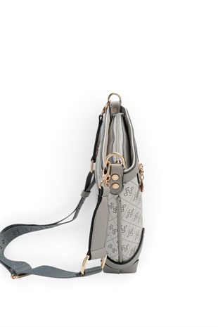 Silver Polo A.Gri - Gri Monogram Kadın Çapraz Çanta SP1120