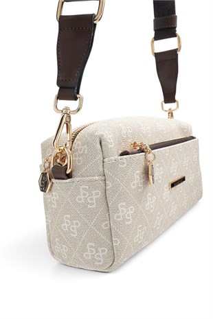 Silver Polo Taş - Kahve Monogram Kadın Çapraz Çanta SP1142