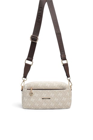 Silver Polo Taş - Kahve Monogram Kadın Çapraz Çanta SP1142