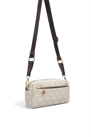 Silver Polo Taş - Kahve Monogram Kadın Çapraz Çanta SP1142