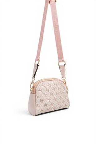 Silver Polo Pembe - Pudra Monogram Kadın Çapraz Çanta SP1144