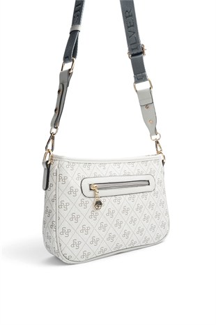 Silver & Polo A.Gri - Gri Monogram Kadın Çapraz Çanta SP1160