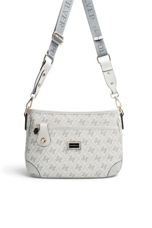 Silver & Polo A.Gri - Gri Monogram Kadın Çapraz Çanta SP1160