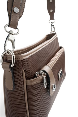 Silver & Polo Kahve - Vizon Petek Kadın Çapraz Çanta SP1160