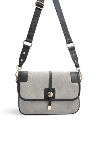 Silver Polo Füme - Siyah Süet Kadın Çapraz Çanta SP1182