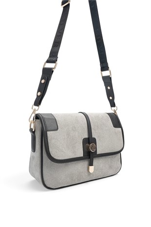 Silver Polo Füme - Siyah Süet Kadın Çapraz Çanta SP1182