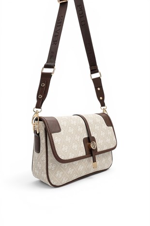 Silver Polo Taş - Kahve Monogram Kadın Çapraz Çanta SP1182