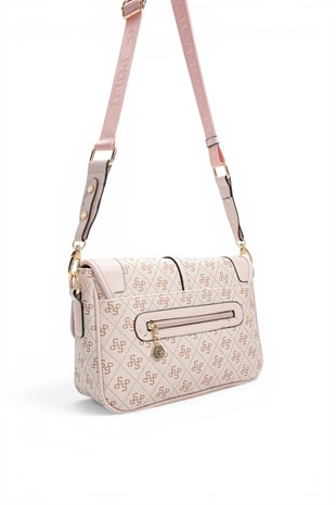 Silver Polo Pembe - Pudra Monogram Kadın Çapraz Çanta SP1182