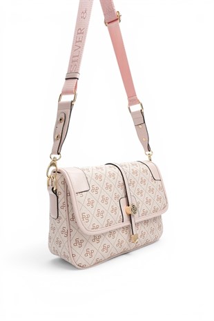 Silver Polo Pembe - Pudra Monogram Kadın Çapraz Çanta SP1182