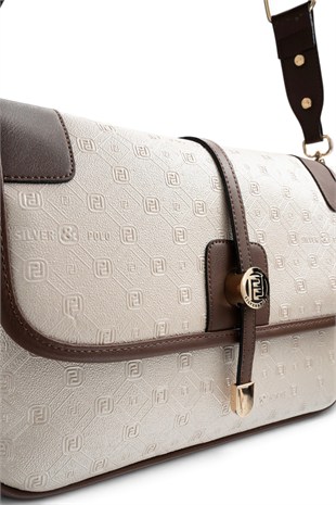 Silver Polo Bej - Kahve Logolu Kadın Çapraz Çanta SP1182