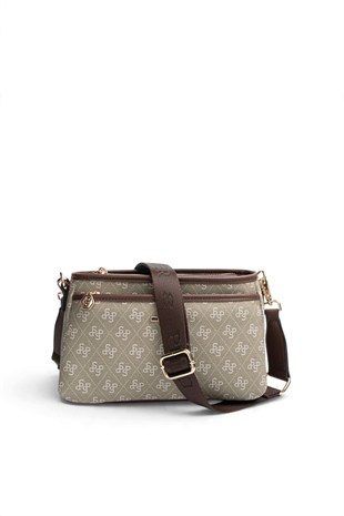 Silver Polo Y.Yeşil - Kahve Monogram Kadın Çapraz Çanta SP1184