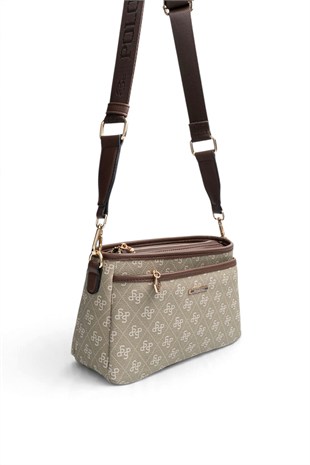 Silver Polo Y.Yeşil - Kahve Monogram Kadın Çapraz Çanta SP1184