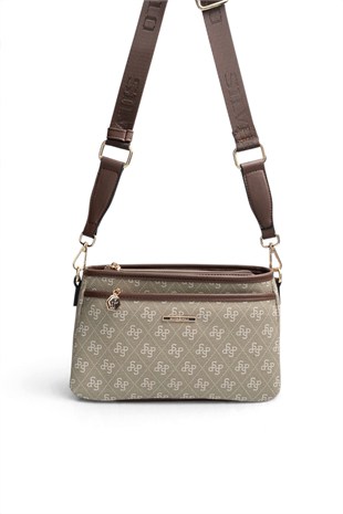 Silver Polo Y.Yeşil - Kahve Monogram Kadın Çapraz Çanta SP1184