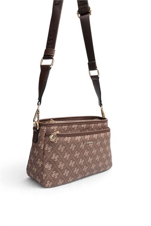 Silver Polo Kahve - Kahve Monogram Kadın Çapraz Çanta SP1184